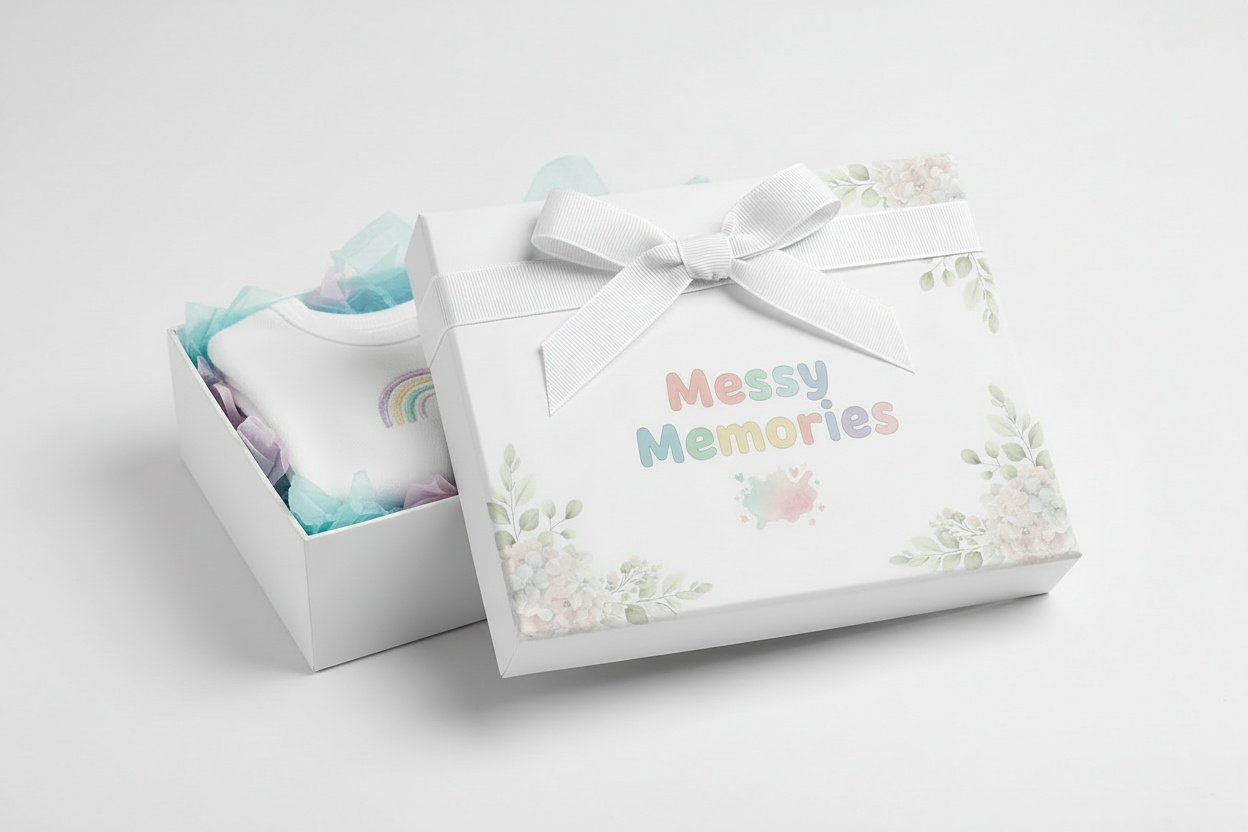 Messy Memories White Box White Ribbon